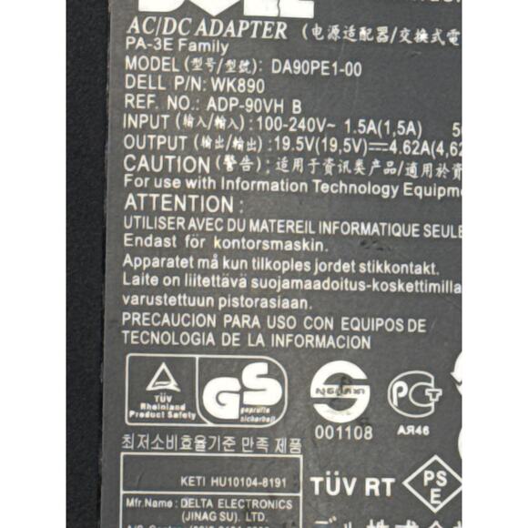 Genuine Dell 90W AC Adapter 19.5V 4.6A 0Y4M8K 0P0PT9 00W6KV 099H58 Latitude - Picture 2 of 4